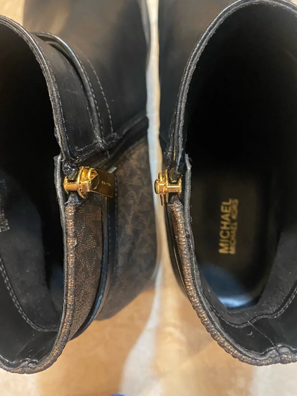 Michael Kors Black Leather Logo-Trim Ankle Booties